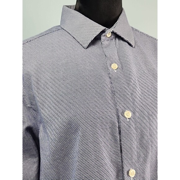 Hart Schaffner Marx Shirt Mens Large Blue Pattern Button Up Long Sleeve Egypt - Picture 3 of 11